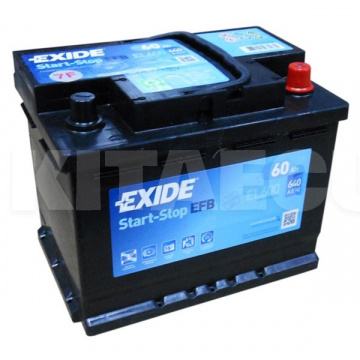 Аккумулятор 60ач euro (t1) 242x175x190 с обратной полярностью el600 EXIDE (EL600)