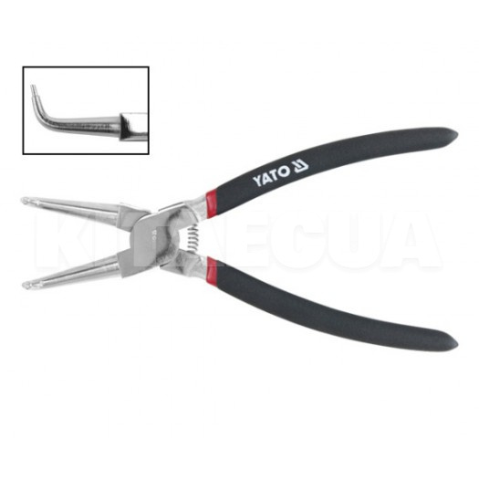 Щипці для зняття/установки стопорних кілець вигнуті на стиск 200 мм YATO (YT-2147)