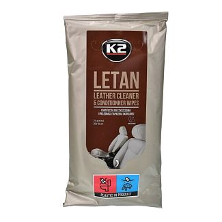 Влажные салфетки для авто Letan Wipes для кожи 24шт/уп K2