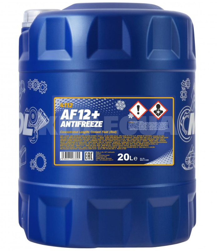 Антифриз-концентрат красный 20л AF12+ -38°C Longlife Mannol (MN4112-20)