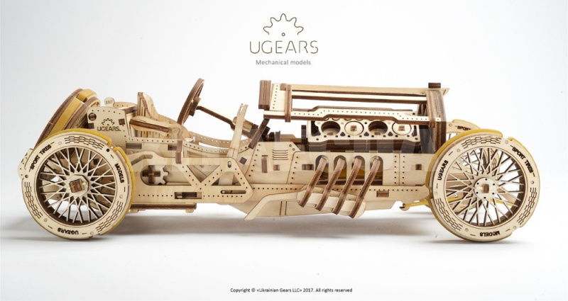 Механическая модель "Спорткар U-9 Гран-при" UGEARS (70044) - 7