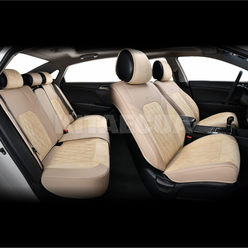 Чехлы на сиденья бежевые с подголовником 3D Malibu BELTEX (BX89500) - 2