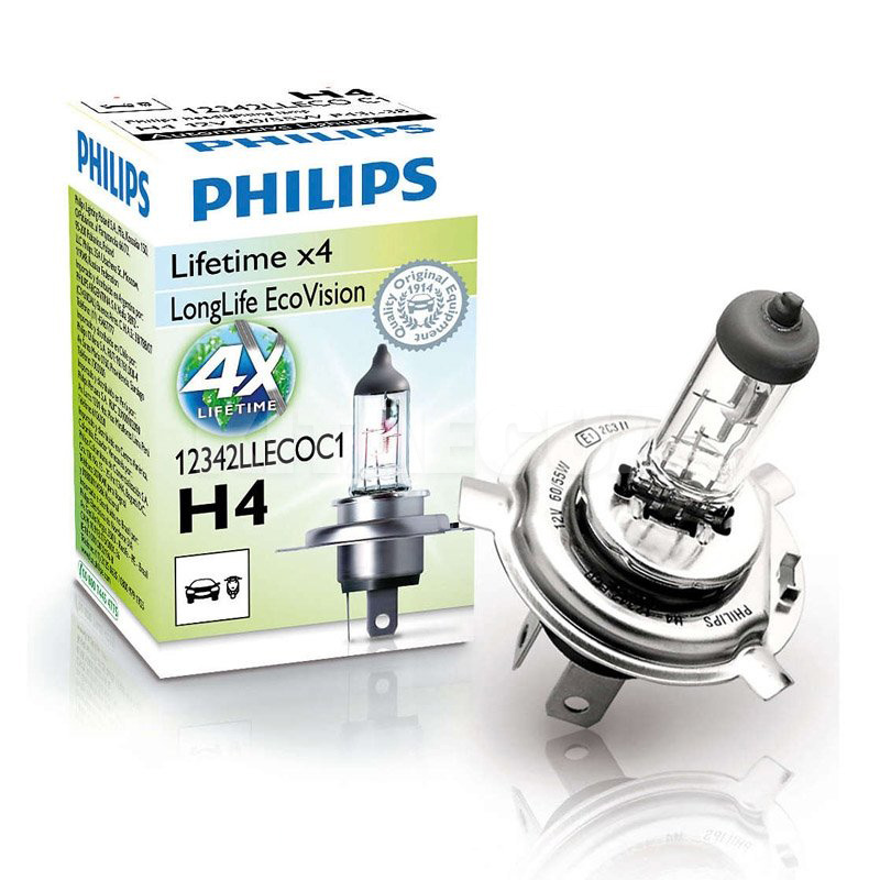 Галогенна лампа H4 60/55W 12V LongLife EcoVision PHILIPS (12342 LLECO C1)