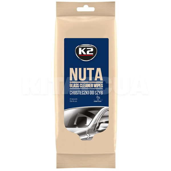 Влажные салфетки для авто NUTA 20x18см для стекла 24шт/уп K2 (K500)