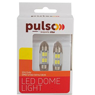 LED лампа для авто T11x36mm 6000K (комплект) PULSO