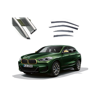 Дефлекторы окон (ветровики) молдинг из нержавеющей стали 3D на BMW X2 (2020-н.в) 4 шт. FLY