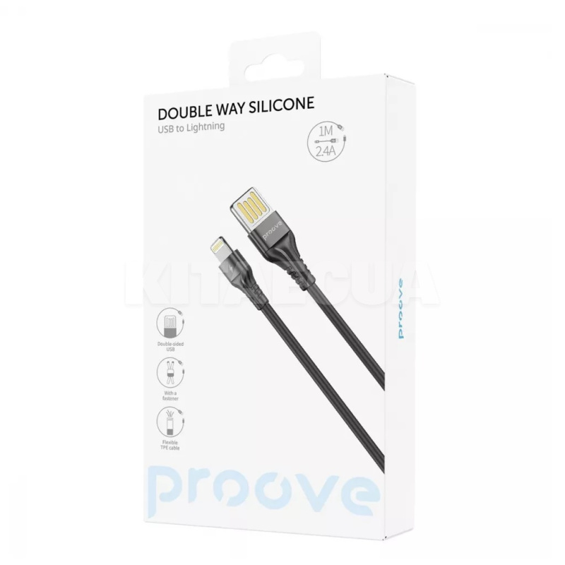 Кабель USB Lightning 2.4A 1м Double Way Silicone білий PROOVE (505060003) - 2