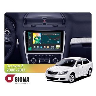 Штатна магнітола X10464 4+64 Gb 10 Skoda Octavia 2 A5 2008-2013 срібляста SIGMA4car