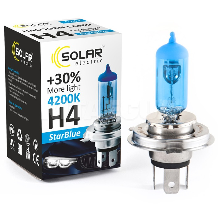 Галогенная лампа H4 60/55W 12V StarBlue +30% Solar (1244)