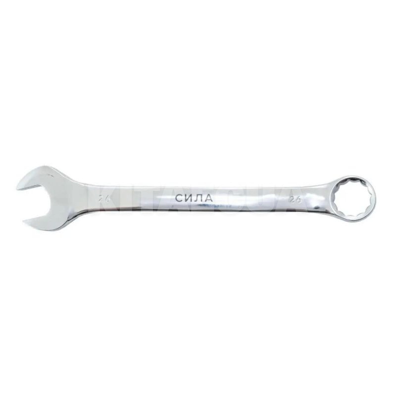 Ключ рожково-накидной 26 мм 12-гранный полированный CrV СИЛА (201076)