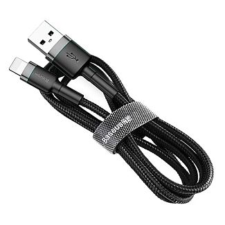 Кабель USB lightning 2.4A 1м сірий/чорний BASEUS