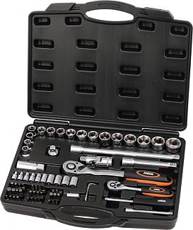 Набір насадок торцевих CrV з тріскачками 1/4", 1/2", 72 шт в кейсі MIOL