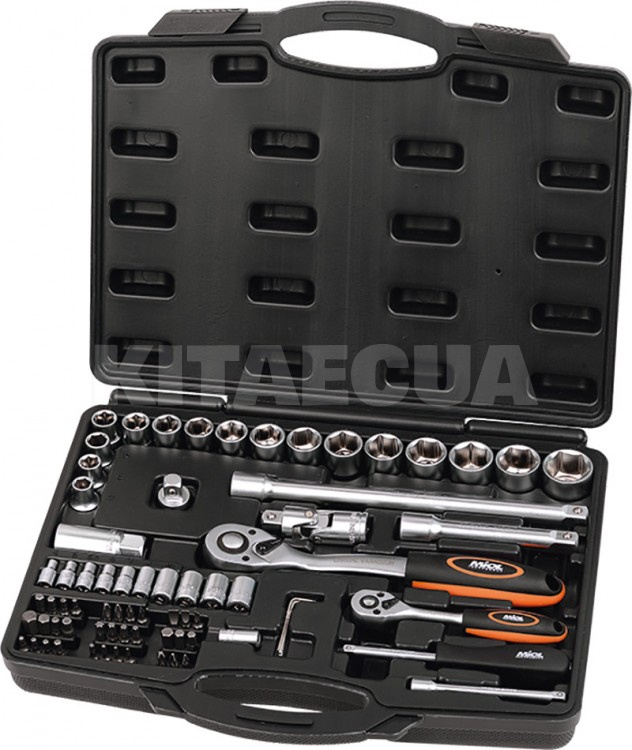 Набір насадок торцевих CrV з тріскачками 1/4", 1/2", 72 шт в кейсі MIOL (58-115)