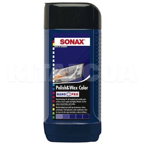 Кольоровий поліроль c воском синій 250мл Polish&Wax Color NanoPro Sonax (296241)