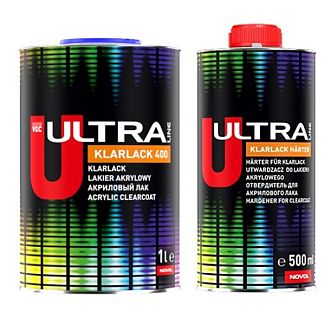 Лак HS глянцевый 1л двухкомпонентный бесцветный Ultra Line 400 + отвердитель 0.5л NOVOL
