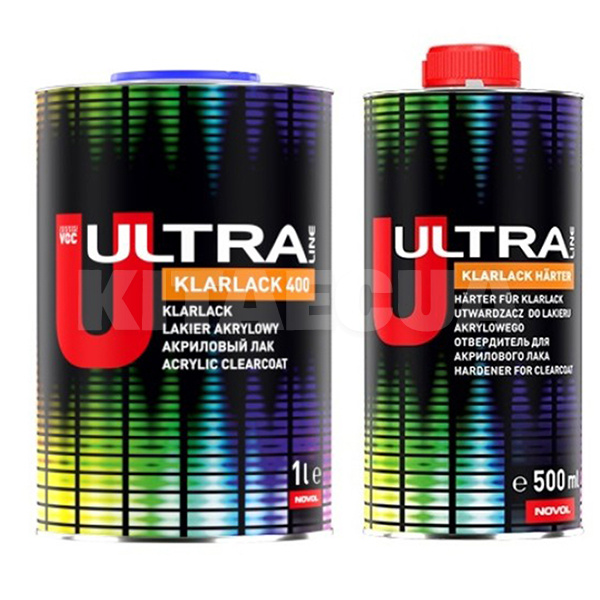 Лак HS глянцевый 1л двухкомпонентный бесцветный Ultra Line 400 + отвердитель 0.5л NOVOL (00000065729-NOVOL)