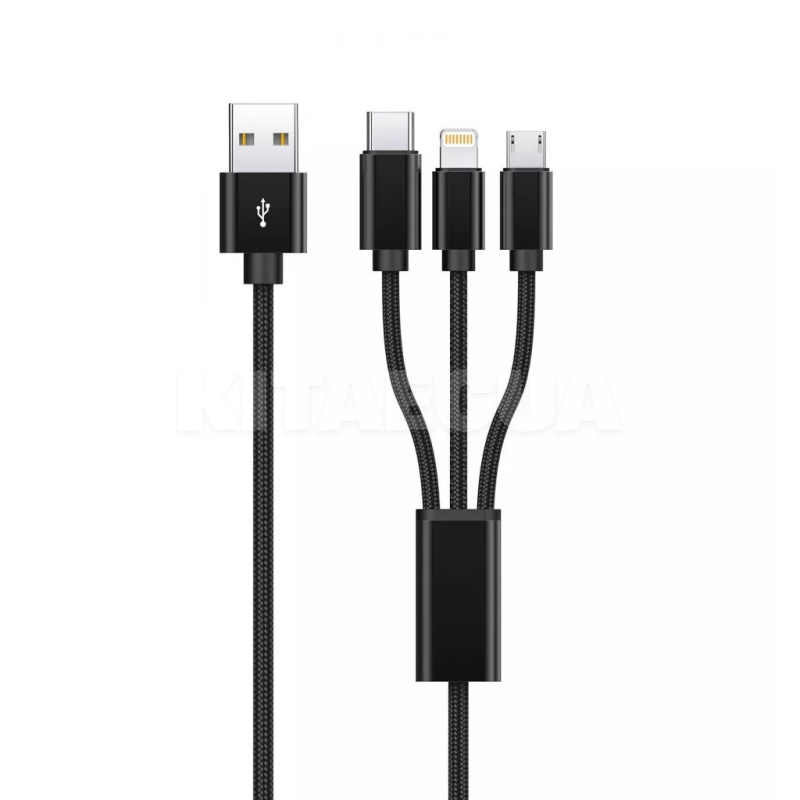 Кабель 3in1 USB to Type-C/Micro USB/Lightning 3А 1.2м черный PROOVE (491920001)
