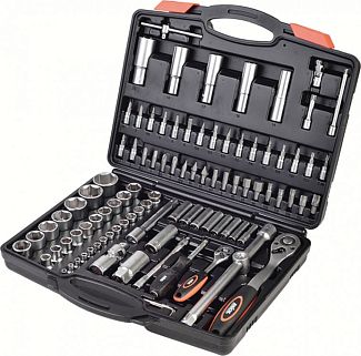 Набір насадок торцевих CrV з тріскачками 1/4", 1/2" 96 шт в кейсі MIOL