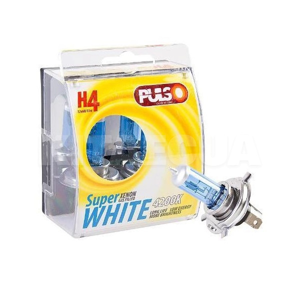 Галогенная лампа H4 60/55W 12V super white комплект PULSO (LP-42651)
