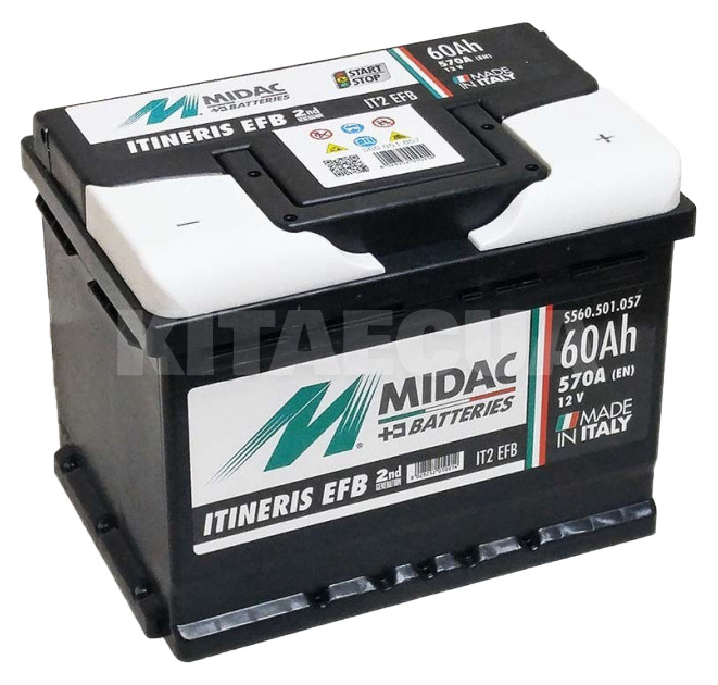 Аккумулятор 60Ач Euro (T1) 242x175x190 с обратной полярностью MIDAC (560.501.057)