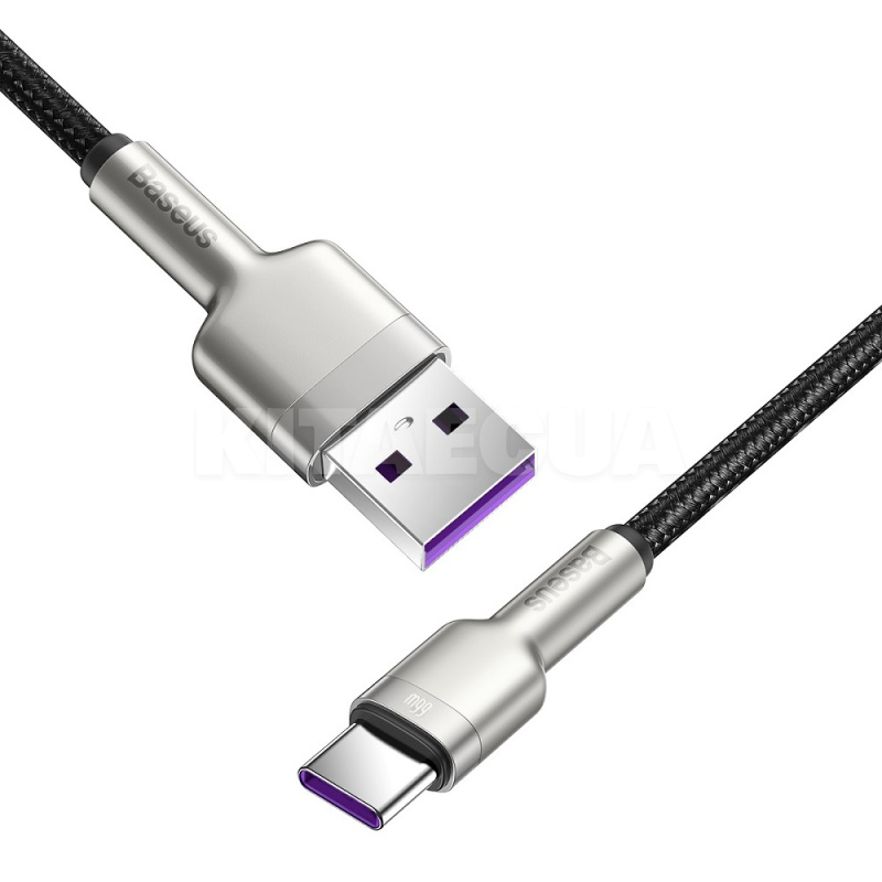 Кабель USB Type-C Cafule Metal Data 66W 1м чорний BASEUS (CAKF000101) - 6