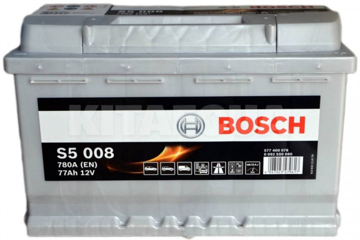 Акумулятор автомобільний 77Ач 780А "+" праворуч BOSCH (0092S50080)