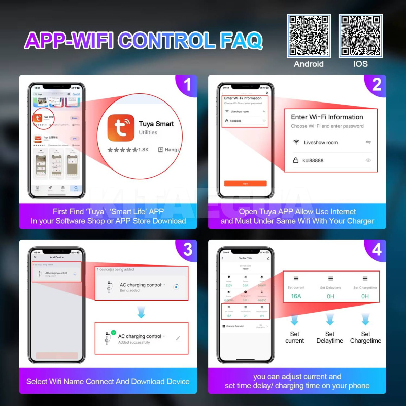 Зарядка для електромобіля Type 2 11 кВт 16А 3-фази Wi-Fi KOLANKY (KO11-16-3PH-TP2-APP) - 6