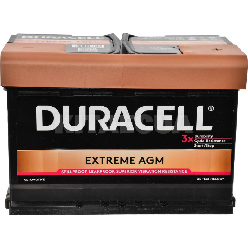 Аккумулятор автомобильный Extreme AGM 70Ач 720А "+" справа DURACELL (DE70AGM)