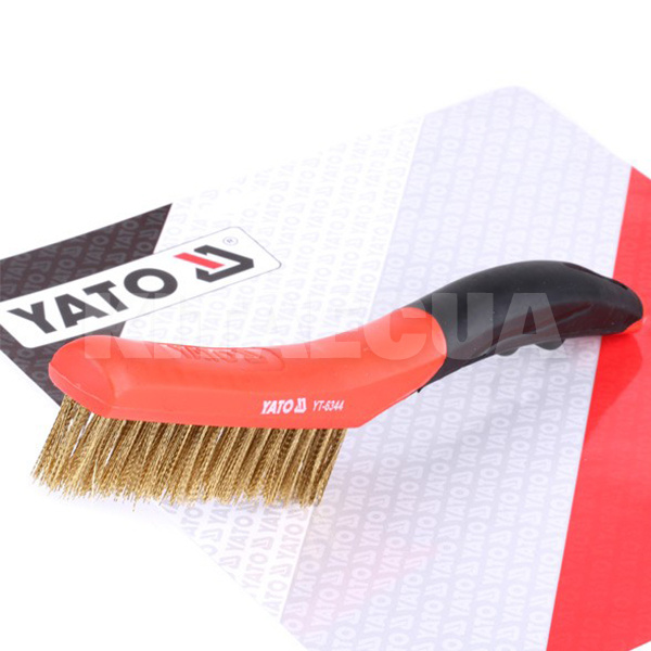 Щітка з металу 4-рядна латунна з пластиковою ручкою YATO (YT-6344) - 3