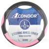 Чехол на руль L (39-41 см) черно-розовый искуственная кожа CONDOR (K6306)
