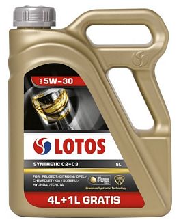 Масло моторне синтетичне 4+1л 5W-30 SYNTHETIC C2/C3 LOTOS