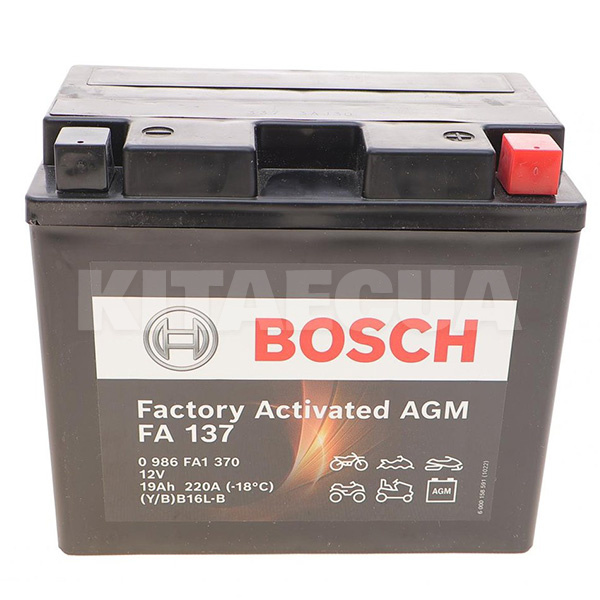 Мото акумулятор FA 137 19Ач 220А "+" праворуч BOSCH (0 986 FA1 370)