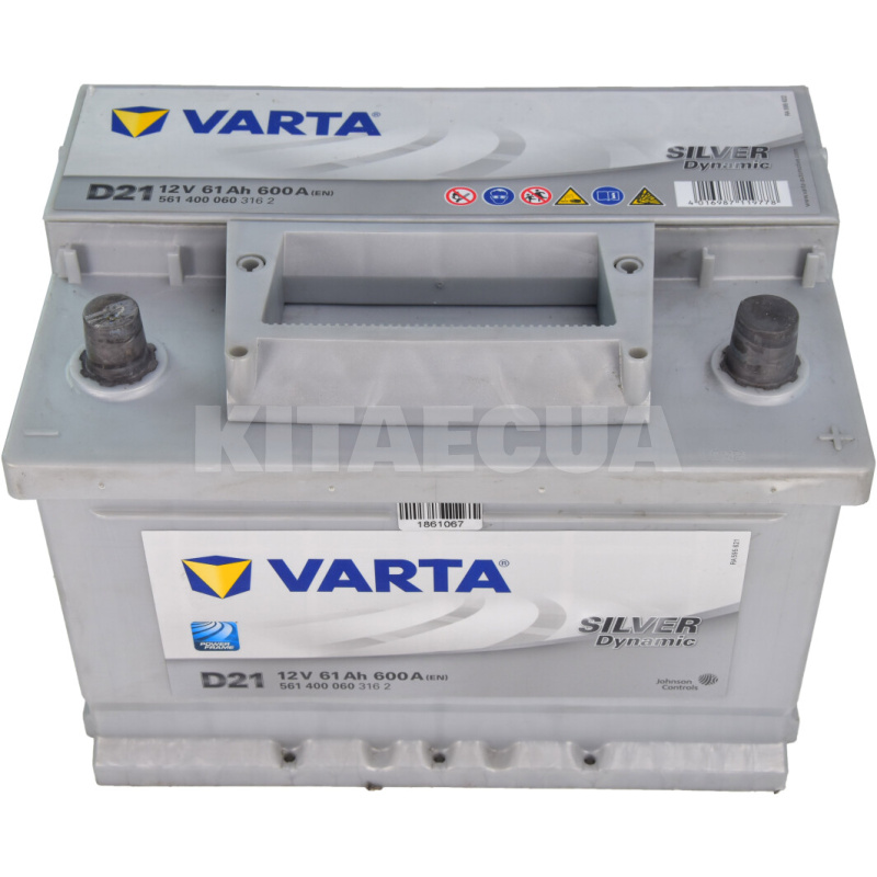 Акумулятор автомобільний 61Ач 600А "+" праворуч VARTA (VT 561400SD) - 2