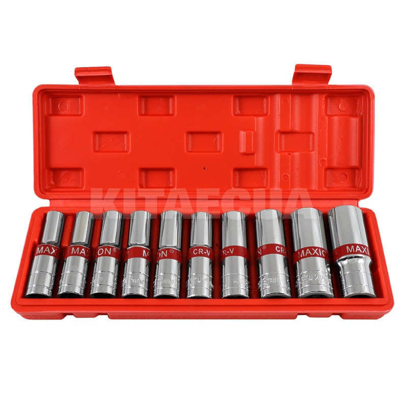 Набір довгих головок 1/2” 8-24мм 10 предметів Cr-V MAXION (MXTL- PCS10)