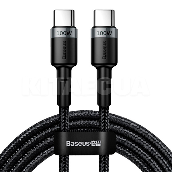 Кабель USB Type-C 100W 5А 2м сірий/чорний BASEUS (CATKLF-ALG1)