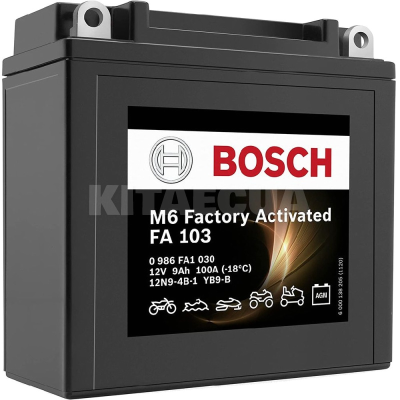 Мото аккумулятор FA 103 9Ач 100А "+" слева Bosch (0986FA1030)