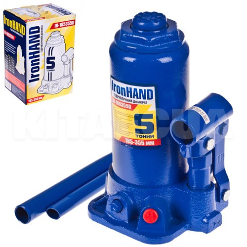 Домкрат гідравлічний пляшковий до 5т (185-355мм) IronHAND (IH-185355D)