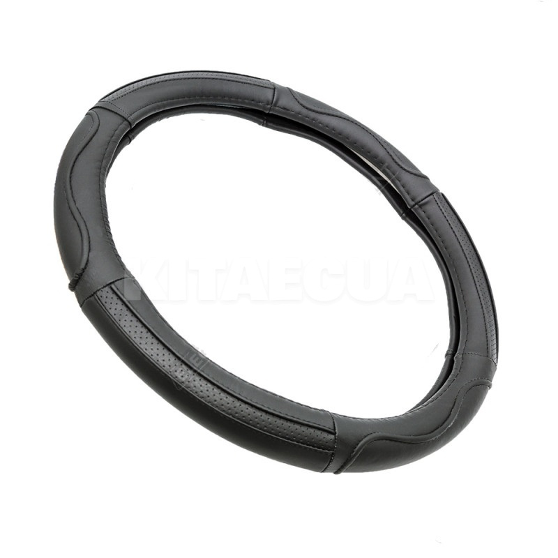 Чехол на руль S (35-37 см) черный натуральная кожа с перфорацией ELEGANT (105083) - 2