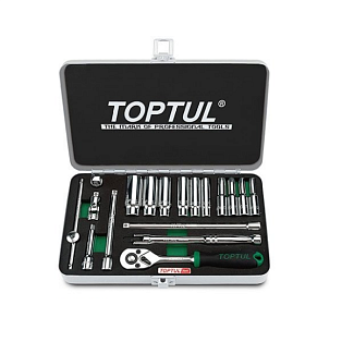 Набор головок и комплектующих 1/4" 18 предметов TOPTUL