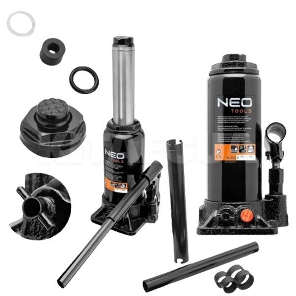 Домкрат гідравлічний пляшковий до 10т (230мм-460мм) NEO Tools (10-454) - 2