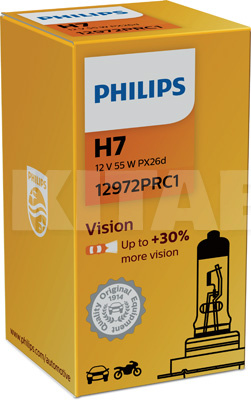 Галогенная лампа H7 55W 12V Vision +30% PHILIPS (PS 12972 PR C1)