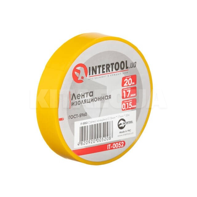 Лента изоляционная 17мм x 20м желтая Intertool (IT-0052)