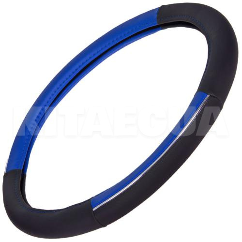 Чехол на руль L (39-41 см) чёрно-синий искусственная кожа VITOL (JU 080204BL L) - 4