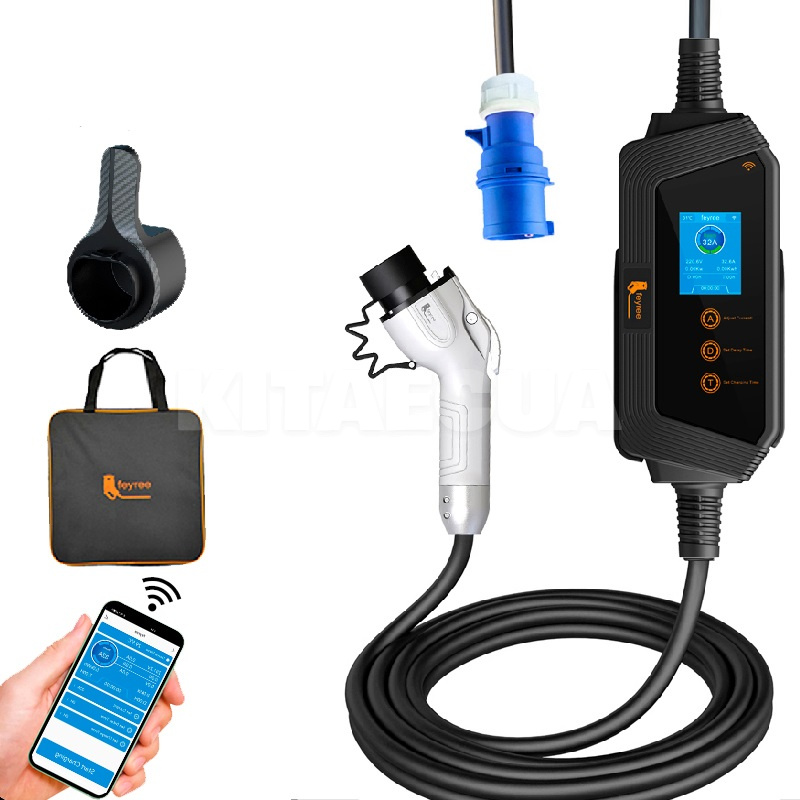 Зарядка Volkswagen ID.4 7.4 кВт 32А 1-фаза GB/T AC (китайское авто) Hero Wi-Fi FEYREE (FY7-32-1PH-GB/T-H8)