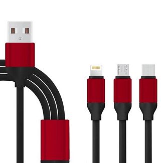 Кабель USB microUSB/Lightning/Type-C SC-320 3в1 1.2м червоний XoKo