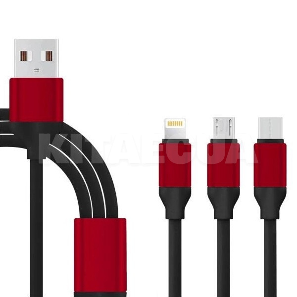 Кабель USB microUSB/Lightning/Type-C SC-320 3в1 1.2м червоний XoKo (SC-320-BK)
