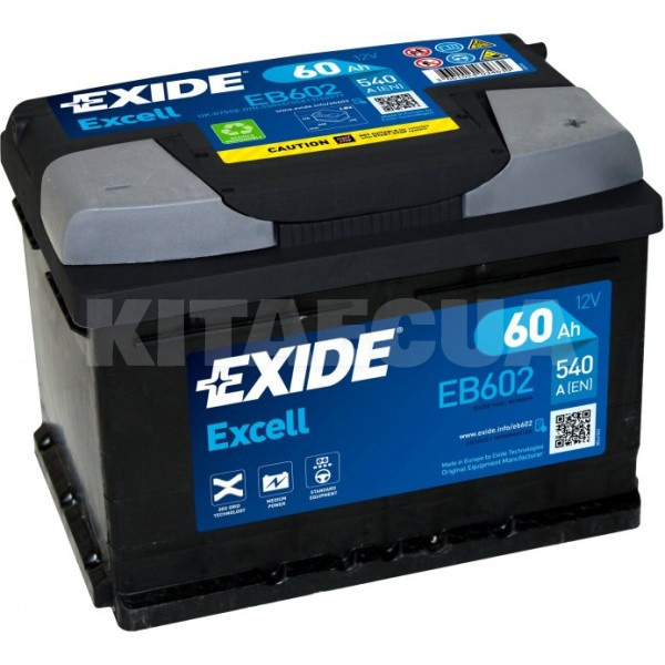 Акумулятор автомобільний 60Ач 540А "+" праворуч EXIDE (EB602)