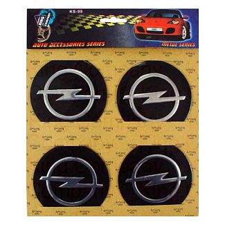 Наклейка на колпаки D90 мм "OPEL" черные 4шт. KING COMPANY