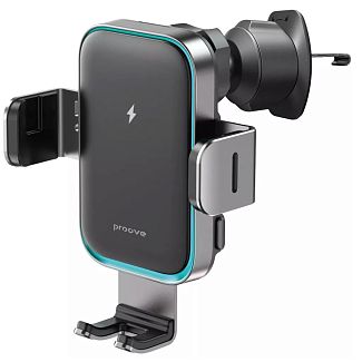 Автомобильный держатель на дефлектор / торпеду Triple Clamp Pro 15W с беспроводной зарядкой PROOVE