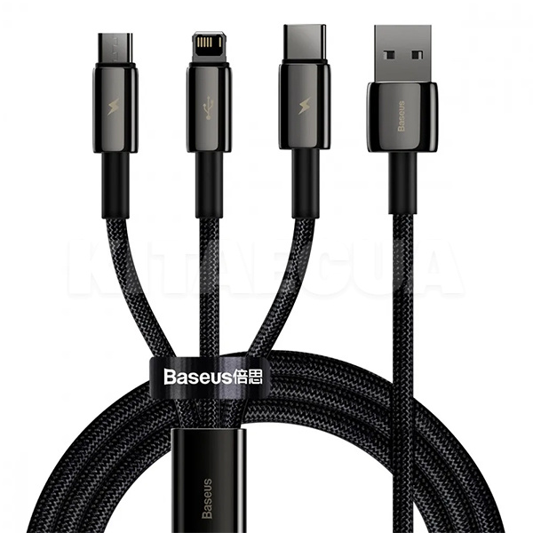 Кабель USB microUSB/Lightning/Type-C 3.5А Tungsten Gold 3-in-1 1.5м чорний BASEUS (CAMLTWJ-01)